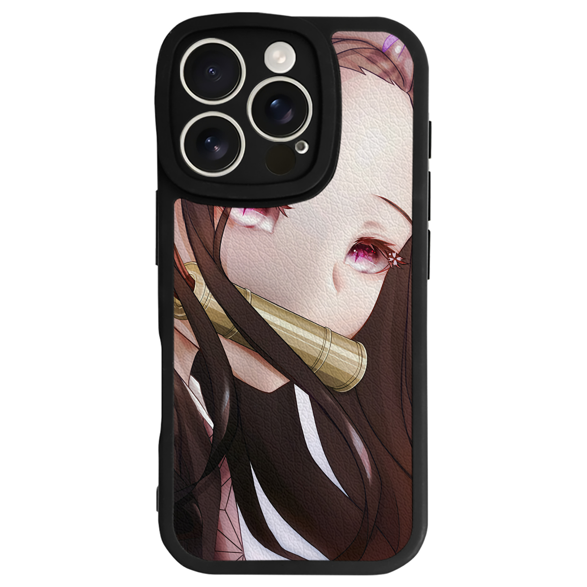（画像用） 鬼滅の刃（きめつのやいば）竈門 禰󠄀豆子／かまど ねずこ Kamado Nezuko 【iPhone 16シリーズ対応】シリコンスマホケース（レザー調） 材質：シリコン